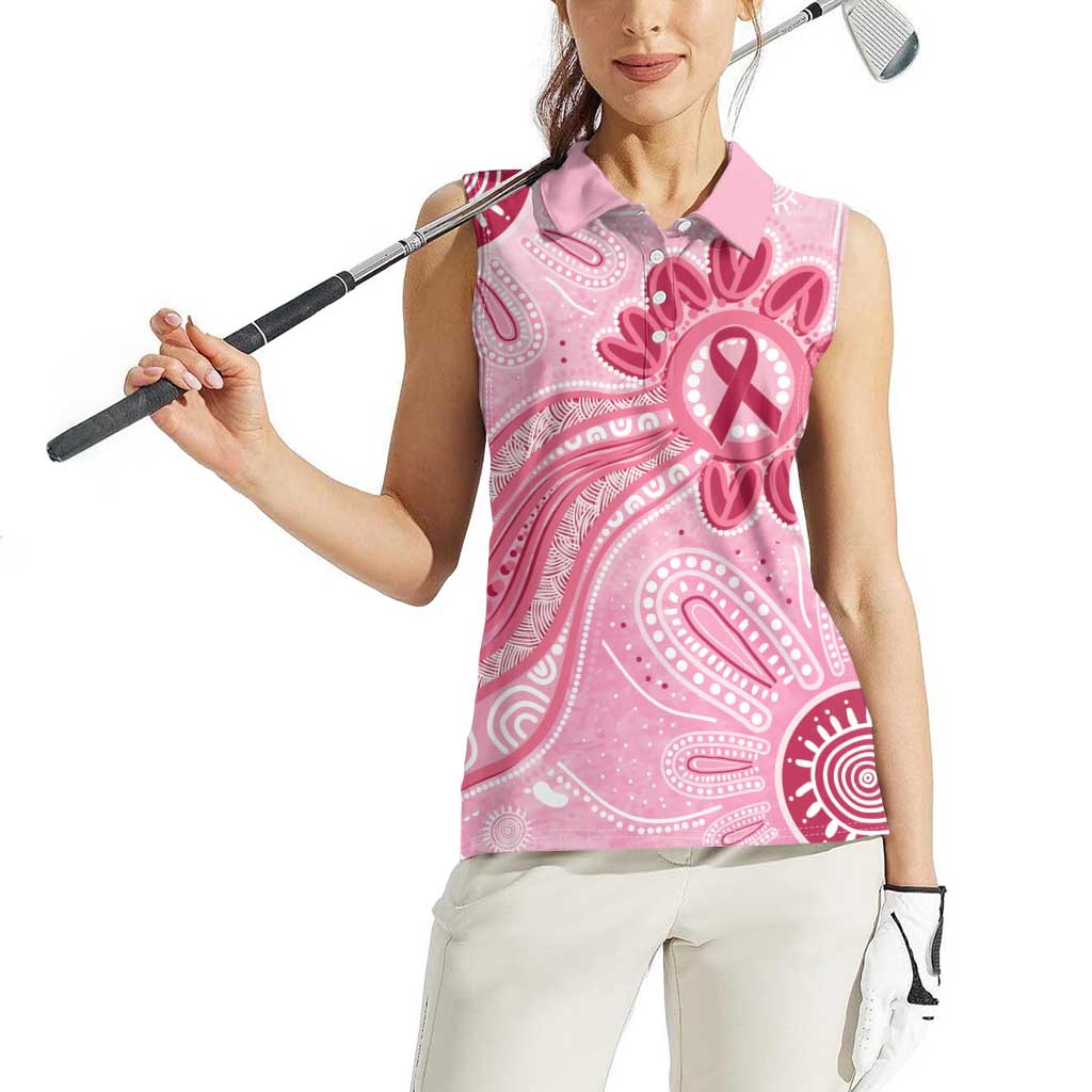 First Nation Aboriginal Dot Arts Women Sleeveless Polo Shirt Think Pink - Aussie Hoodie