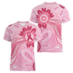 First Nation Aboriginal Dot Arts Women V-Neck T-Shirt Think Pink - Aussie Hoodie