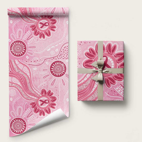 First Nation Aboriginal Dot Arts Wrapping Paper Think Pink