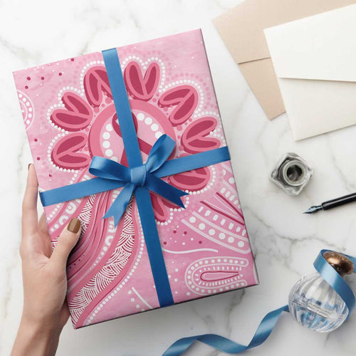 First Nation Aboriginal Dot Arts Wrapping Paper Think Pink
