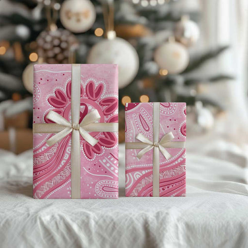 First Nation Aboriginal Dot Arts Wrapping Paper Think Pink