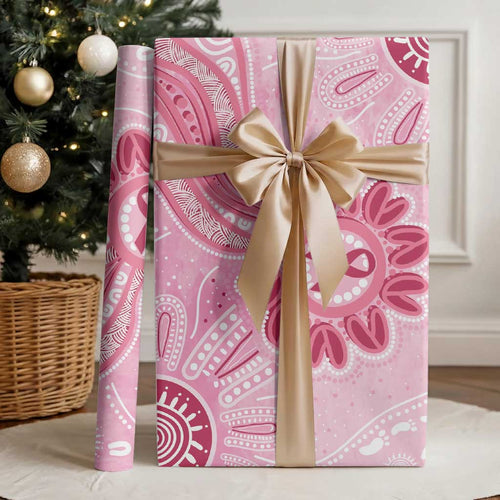 First Nation Aboriginal Dot Arts Wrapping Paper Think Pink