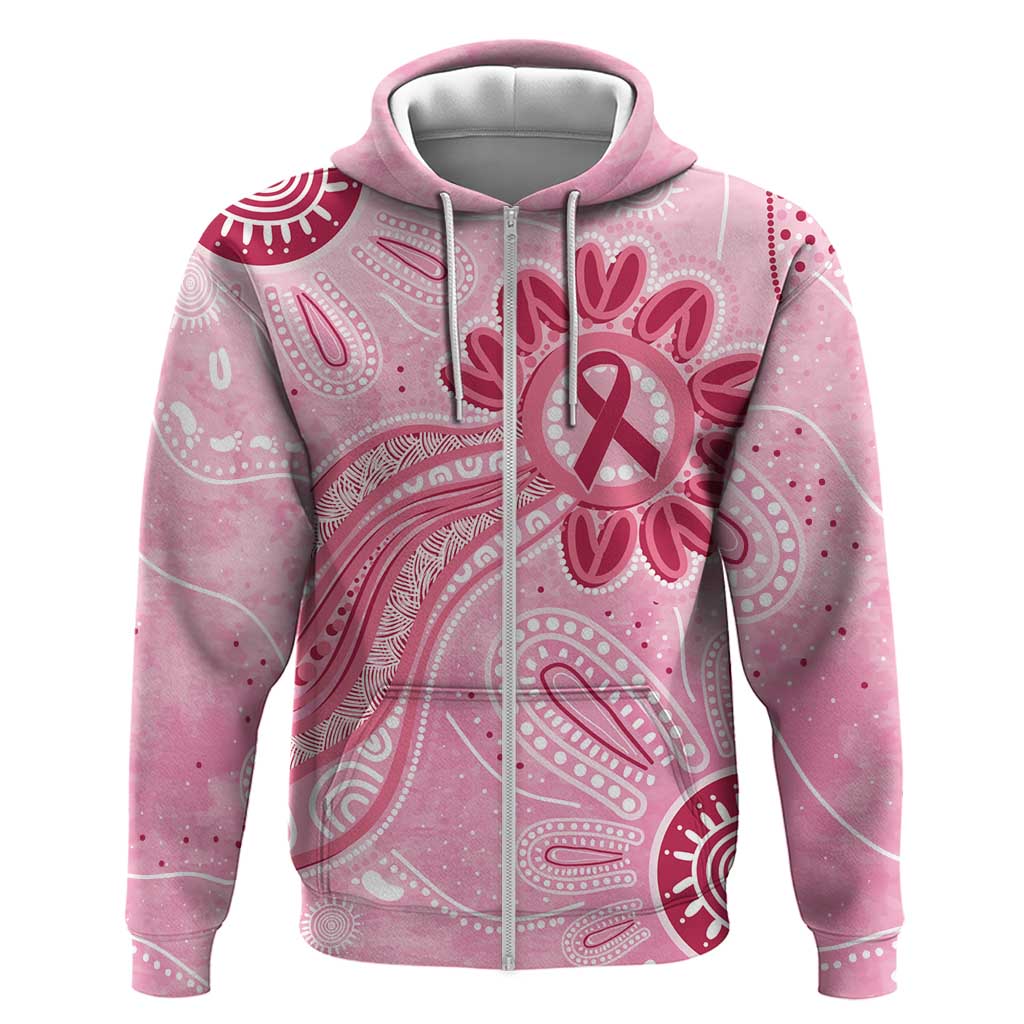 First Nation Aboriginal Dot Arts Zip Hoodie Think Pink - Aussie Hoodie