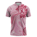 First Nation Aboriginal Dot Arts Zipper Polo Shirt Think Pink - Aussie Hoodie