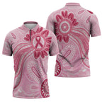 First Nation Aboriginal Dot Arts Zipper Polo Shirt Think Pink - Aussie Hoodie