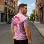 First Nation Aboriginal Dot Arts Zipper Polo Shirt Think Pink - Aussie Hoodie