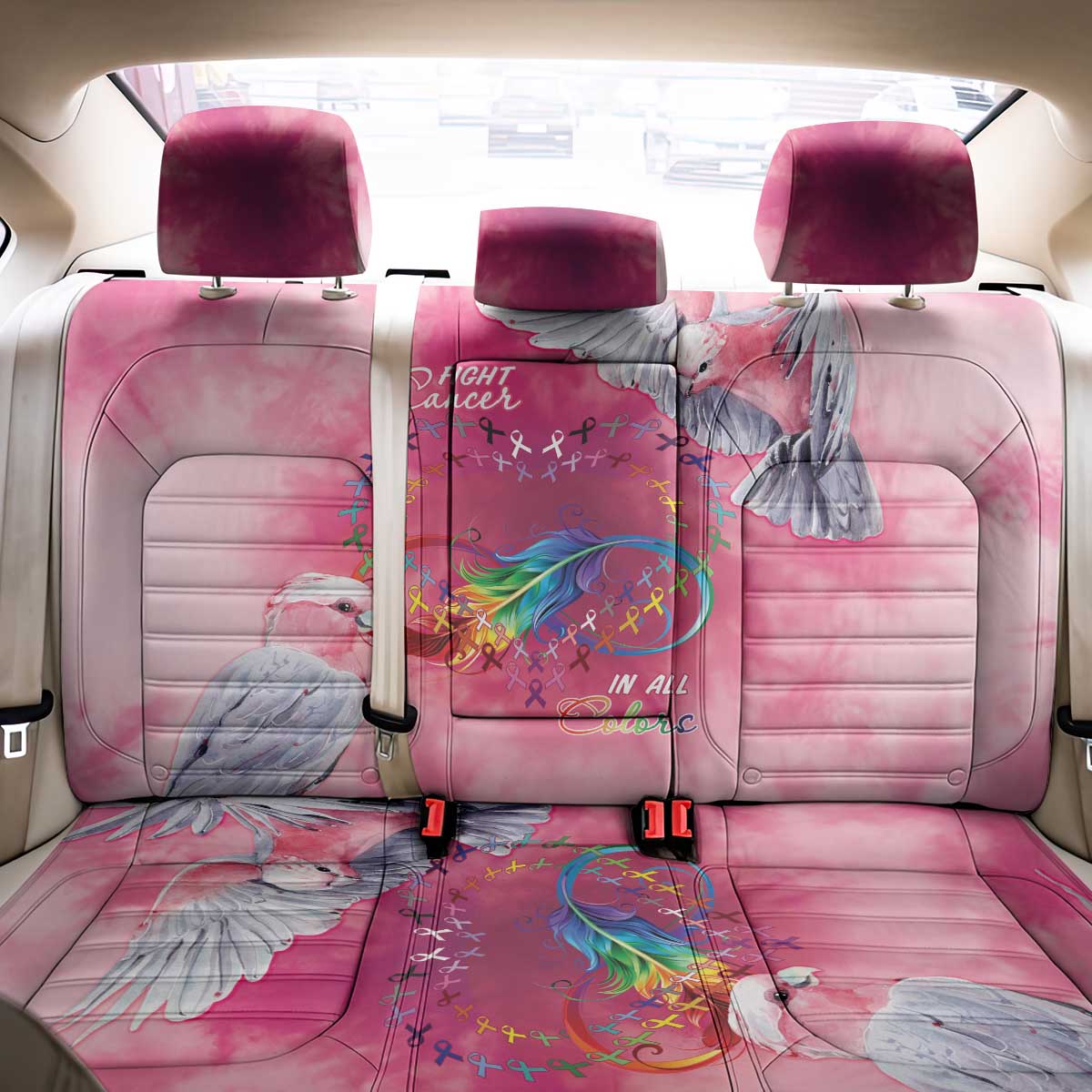 Australia Fight Cancer In All Colors Back Car Seat Cover Galah Pink Tie Dye - Aussie Hoodie