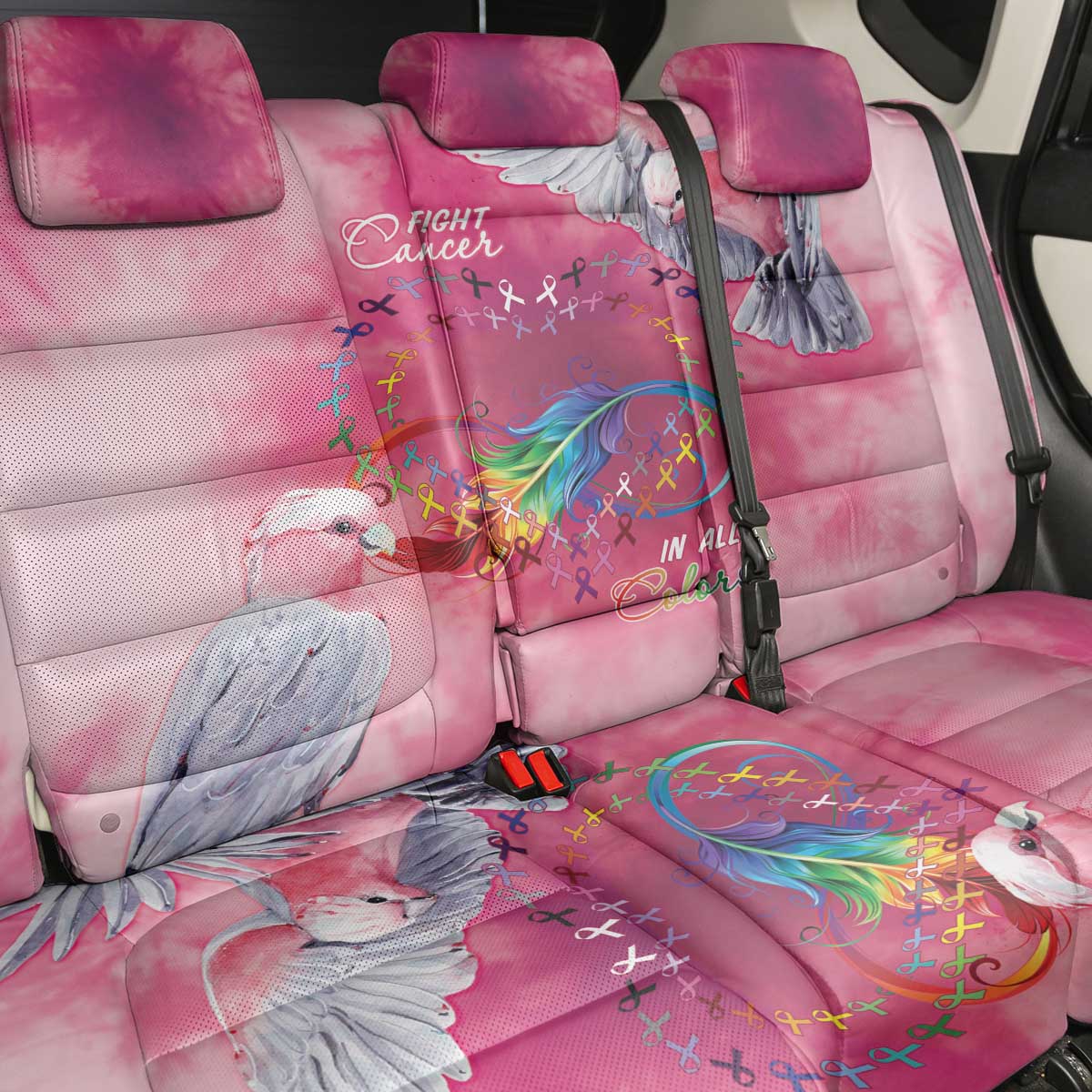 Australia Fight Cancer In All Colors Back Car Seat Cover Galah Pink Tie Dye - Aussie Hoodie