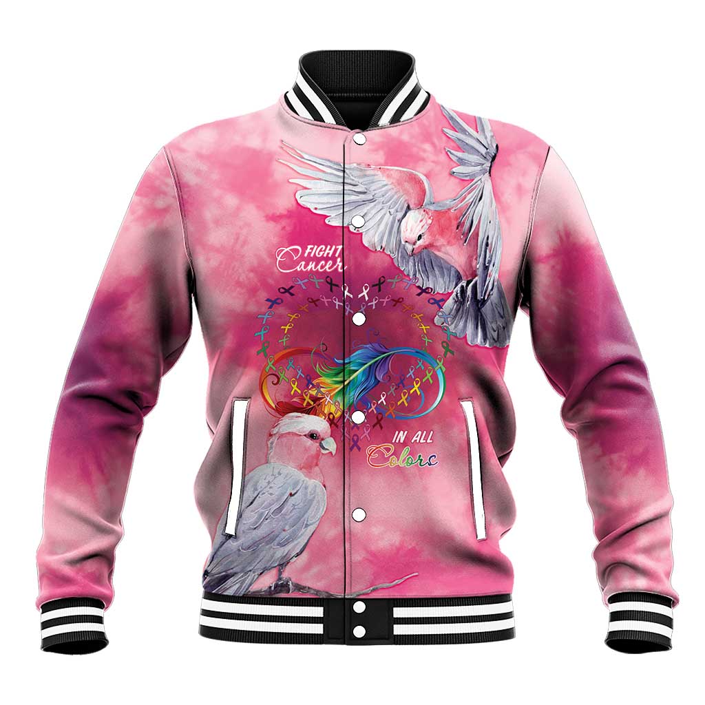Australia Fight Cancer In All Colors Baseball Jacket Galah Pink Tie Dye - Aussie Hoodie