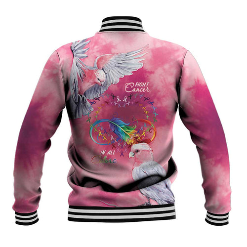 Australia Fight Cancer In All Colors Baseball Jacket Galah Pink Tie Dye - Aussie Hoodie