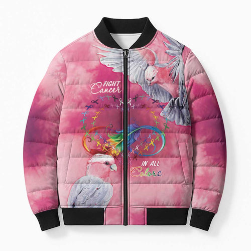 Australia Fight Cancer In All Colors Bomber Puffer Jacket Galah Pink Tie Dye - Aussie Hoodie