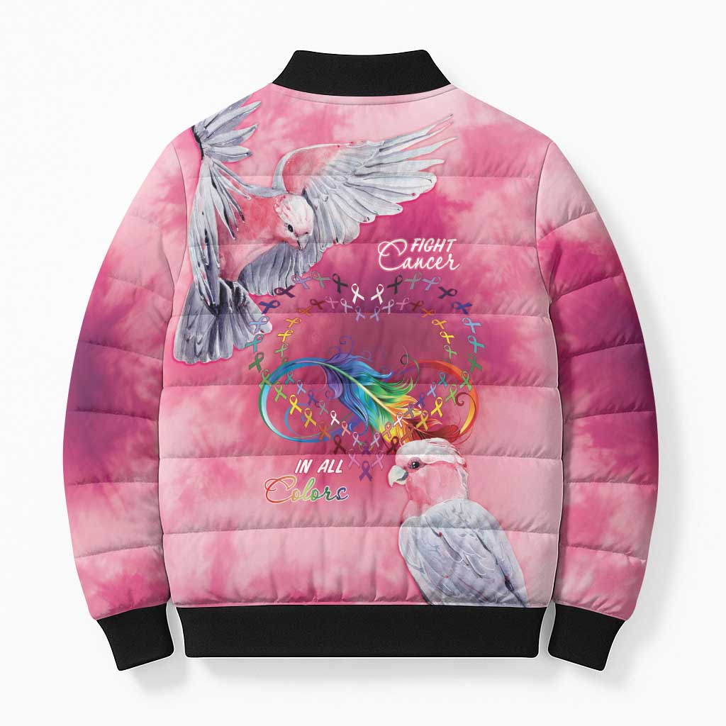 Australia Fight Cancer In All Colors Bomber Puffer Jacket Galah Pink Tie Dye - Aussie Hoodie