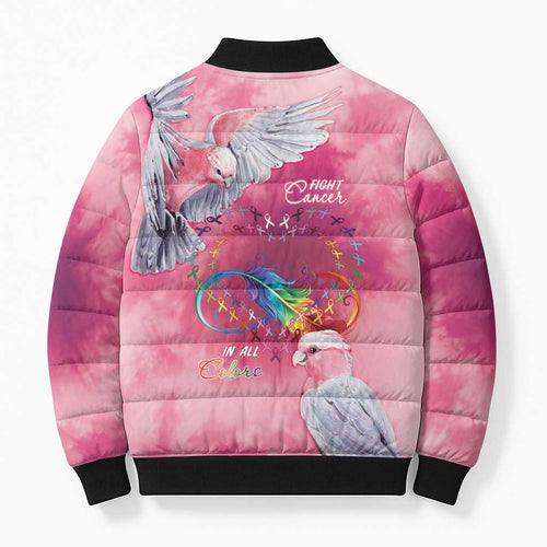 Australia Fight Cancer In All Colors Bomber Puffer Jacket Galah Pink Tie Dye - Aussie Hoodie