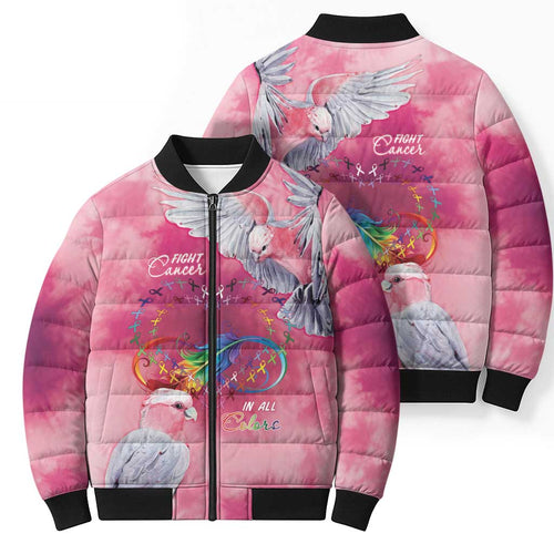 Australia Fight Cancer In All Colors Bomber Puffer Jacket Galah Pink Tie Dye - Aussie Hoodie