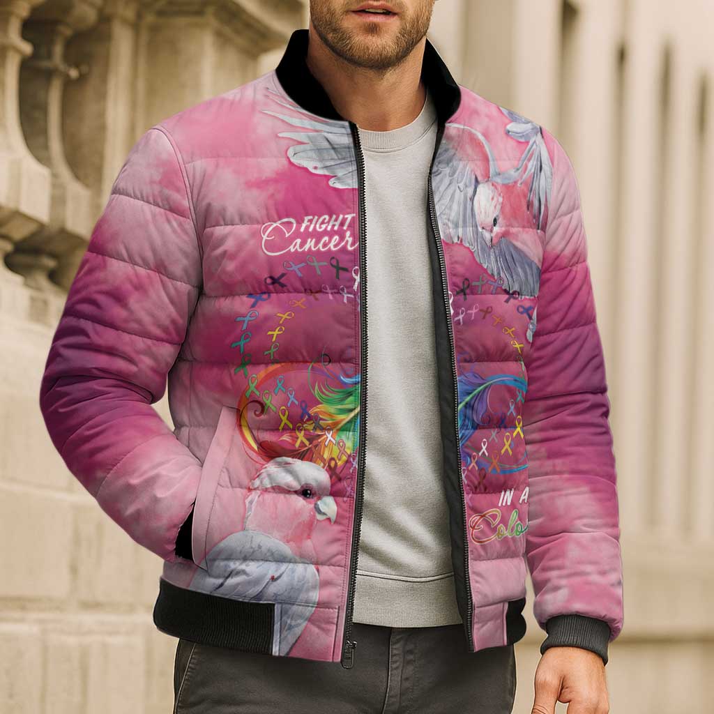 Australia Fight Cancer In All Colors Bomber Puffer Jacket Galah Pink Tie Dye - Aussie Hoodie