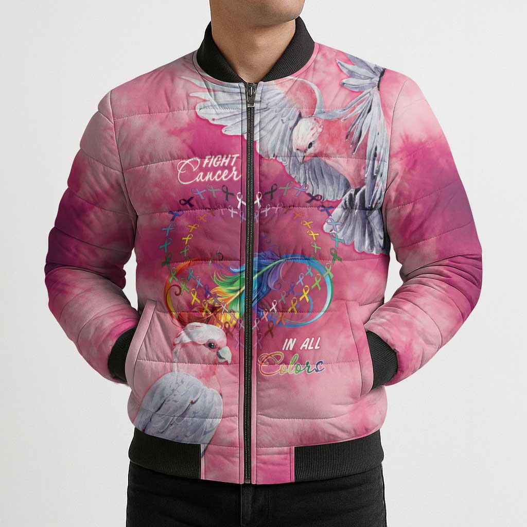 Australia Fight Cancer In All Colors Bomber Puffer Jacket Galah Pink Tie Dye - Aussie Hoodie