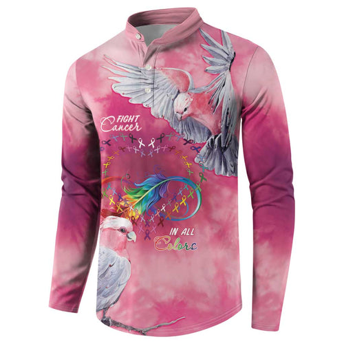 Australia Fight Cancer In All Colors Button Sweatshirt Galah Pink Tie Dye - Aussie Hoodie