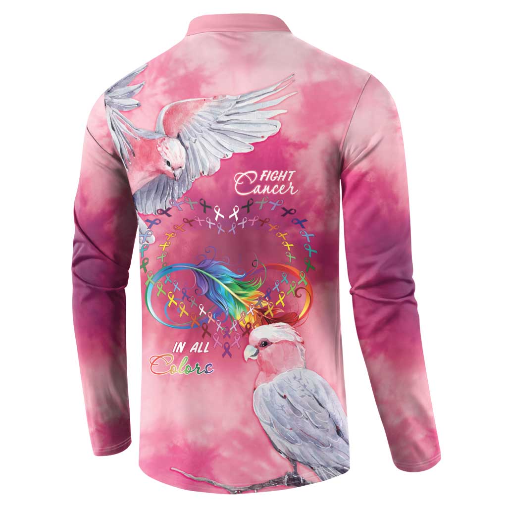 Australia Fight Cancer In All Colors Button Sweatshirt Galah Pink Tie Dye - Aussie Hoodie