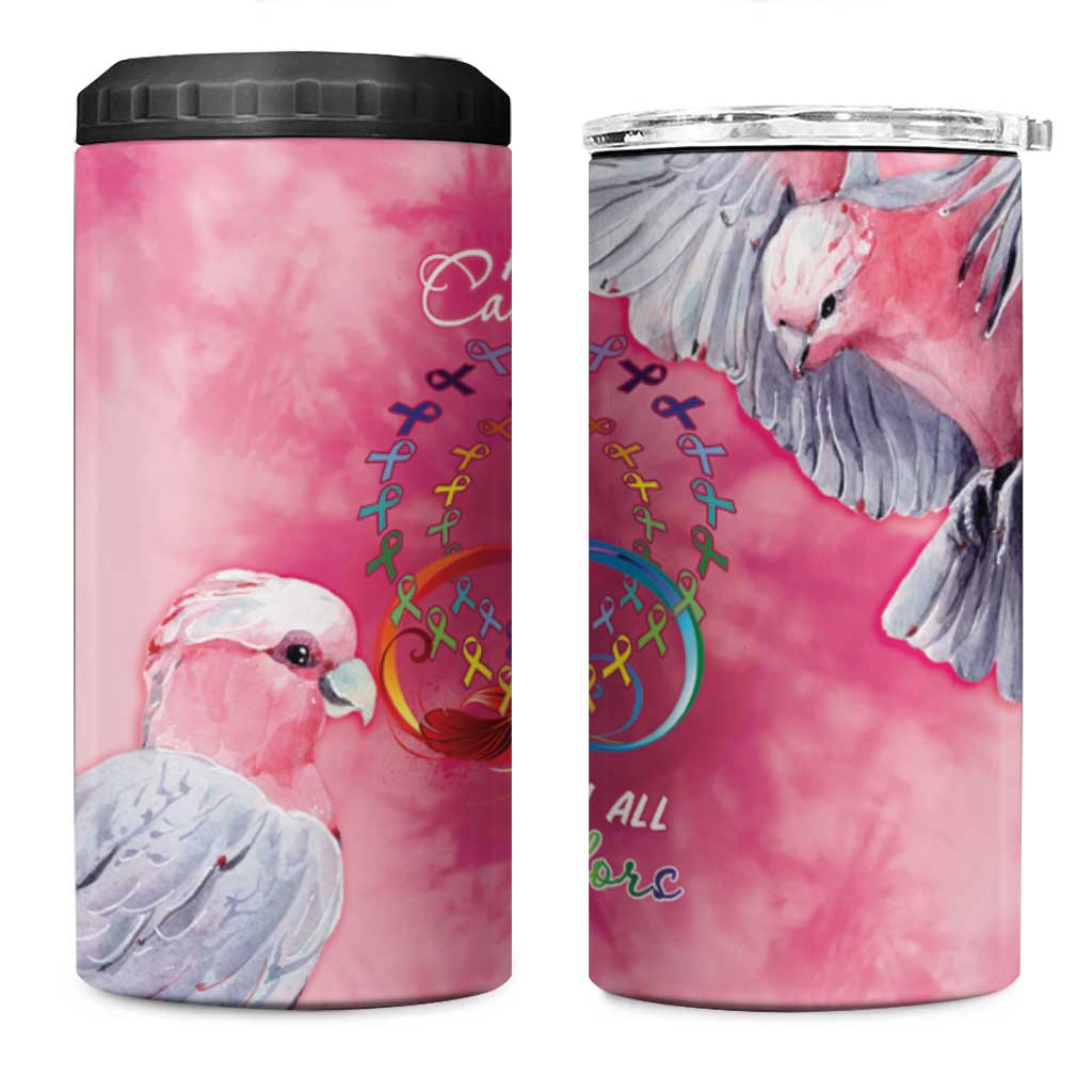 Australia Fight Cancer In All Colors 4 in 1 Can Cooler Tumbler Galah Pink Tie Dye - Aussie Hoodie