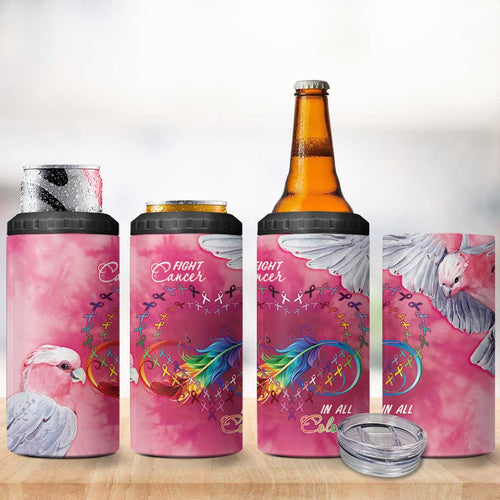 Australia Fight Cancer In All Colors 4 in 1 Can Cooler Tumbler Galah Pink Tie Dye - Aussie Hoodie