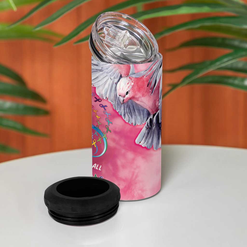Australia Fight Cancer In All Colors 4 in 1 Can Cooler Tumbler Galah Pink Tie Dye - Aussie Hoodie