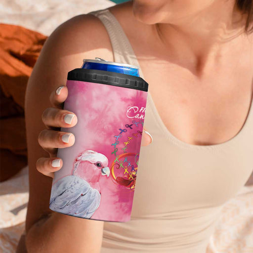 Australia Fight Cancer In All Colors 4 in 1 Can Cooler Tumbler Galah Pink Tie Dye - Aussie Hoodie