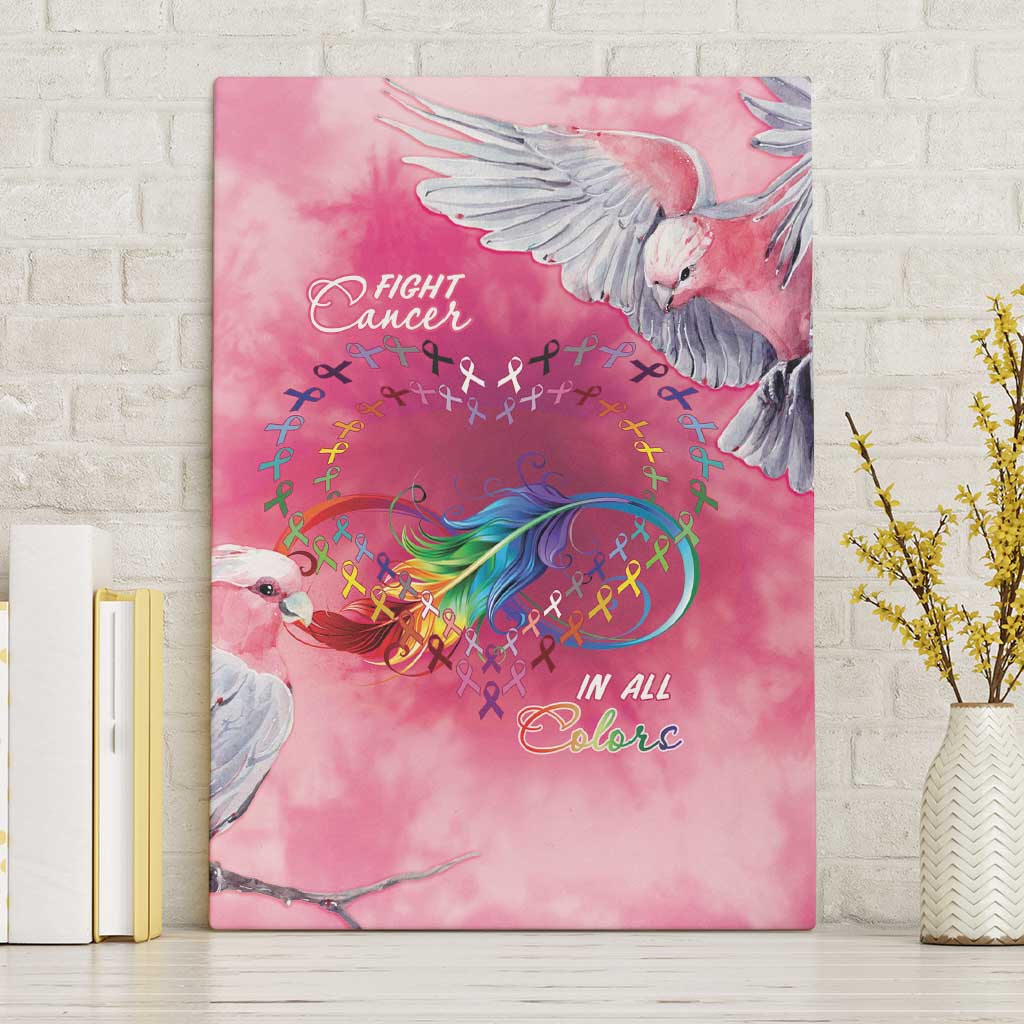 Australia Fight Cancer In All Colors Canvas Wall Art Galah Pink Tie Dye - Aussie Hoodie