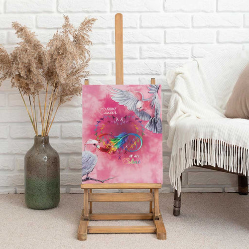 Australia Fight Cancer In All Colors Canvas Wall Art Galah Pink Tie Dye - Aussie Hoodie