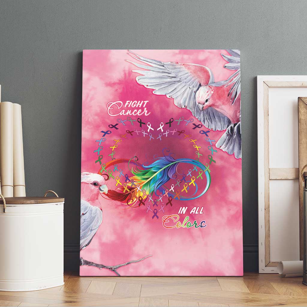 Australia Fight Cancer In All Colors Canvas Wall Art Galah Pink Tie Dye - Aussie Hoodie