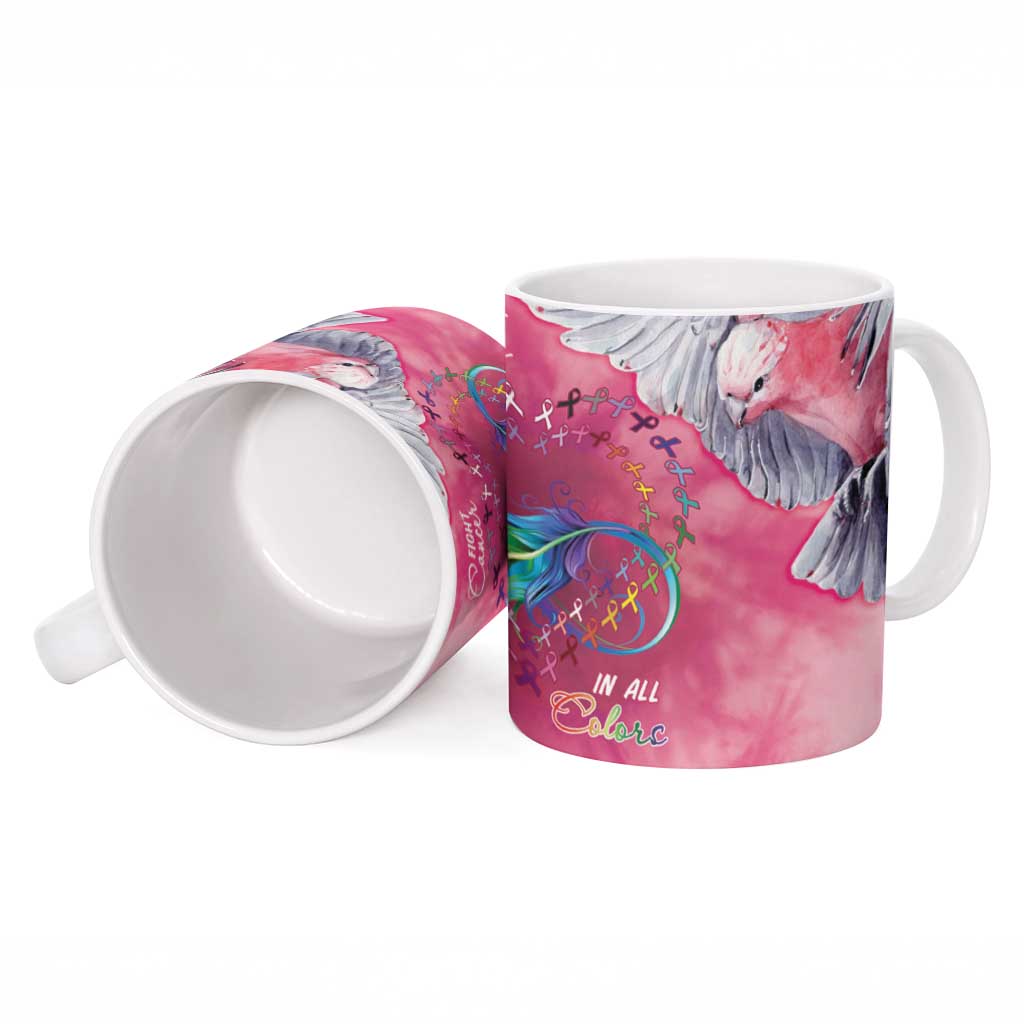 Australia Fight Cancer In All Colors Ceramic Mug Galah Pink Tie Dye - Aussie Hoodie