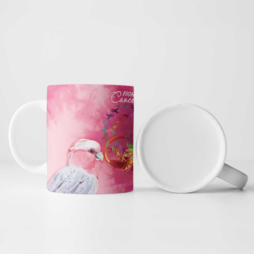 Australia Fight Cancer In All Colors Ceramic Mug Galah Pink Tie Dye - Aussie Hoodie