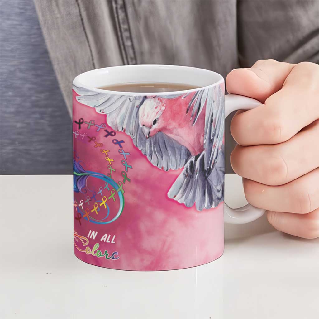 Australia Fight Cancer In All Colors Ceramic Mug Galah Pink Tie Dye - Aussie Hoodie