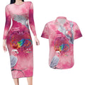 Australia Fight Cancer In All Colors Couples Matching Long Sleeve Bodycon Dress and Hawaiian Shirt Galah Pink Tie Dye - Aussie Hoodie