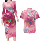 Australia Fight Cancer In All Colors Couples Matching Long Sleeve Bodycon Dress and Hawaiian Shirt Galah Pink Tie Dye - Aussie Hoodie