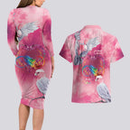 Australia Fight Cancer In All Colors Couples Matching Long Sleeve Bodycon Dress and Hawaiian Shirt Galah Pink Tie Dye - Aussie Hoodie