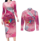 Australia Fight Cancer In All Colors Couples Matching Long Sleeve Bodycon Dress and Long Sleeve Button Shirt Galah Pink Tie Dye - Aussie Hoodie