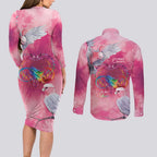Australia Fight Cancer In All Colors Couples Matching Long Sleeve Bodycon Dress and Long Sleeve Button Shirt Galah Pink Tie Dye - Aussie Hoodie