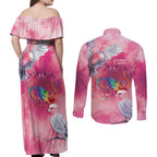 Australia Fight Cancer In All Colors Couples Matching Off Shoulder Maxi Dress and Long Sleeve Button Shirt Galah Pink Tie Dye - Aussie Hoodie