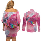 Australia Fight Cancer In All Colors Couples Matching Off Shoulder Short Dress and Long Sleeve Button Shirt Galah Pink Tie Dye - Aussie Hoodie
