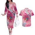 Australia Fight Cancer In All Colors Couples Matching Off The Shoulder Long Sleeve Dress and Hawaiian Shirt Galah Pink Tie Dye - Aussie Hoodie