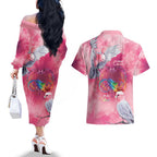 Australia Fight Cancer In All Colors Couples Matching Off The Shoulder Long Sleeve Dress and Hawaiian Shirt Galah Pink Tie Dye - Aussie Hoodie