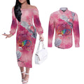 Australia Fight Cancer In All Colors Couples Matching Off The Shoulder Long Sleeve Dress and Long Sleeve Button Shirt Galah Pink Tie Dye - Aussie Hoodie