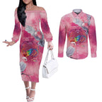 Australia Fight Cancer In All Colors Couples Matching Off The Shoulder Long Sleeve Dress and Long Sleeve Button Shirt Galah Pink Tie Dye - Aussie Hoodie