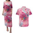 Australia Fight Cancer In All Colors Couples Matching Puletasi and Hawaiian Shirt Galah Pink Tie Dye - Aussie Hoodie