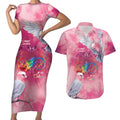 Australia Fight Cancer In All Colors Couples Matching Short Sleeve Bodycon Dress and Hawaiian Shirt Galah Pink Tie Dye - Aussie Hoodie