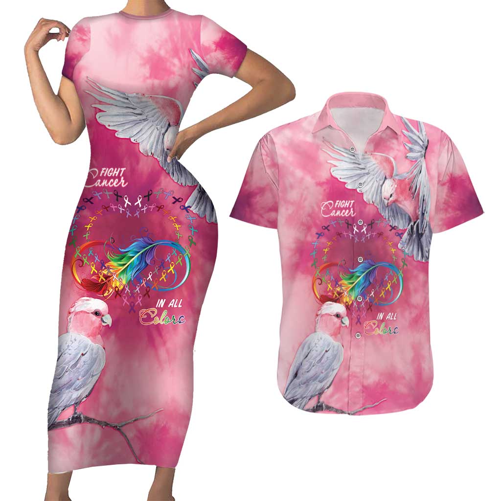 Australia Fight Cancer In All Colors Couples Matching Short Sleeve Bodycon Dress and Hawaiian Shirt Galah Pink Tie Dye - Aussie Hoodie