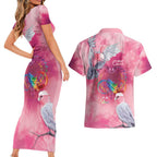Australia Fight Cancer In All Colors Couples Matching Short Sleeve Bodycon Dress and Hawaiian Shirt Galah Pink Tie Dye - Aussie Hoodie