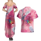 Australia Fight Cancer In All Colors Couples Matching Summer Maxi Dress and Hawaiian Shirt Galah Pink Tie Dye - Aussie Hoodie