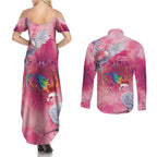 Australia Fight Cancer In All Colors Couples Matching Summer Maxi Dress and Long Sleeve Button Shirt Galah Pink Tie Dye - Aussie Hoodie
