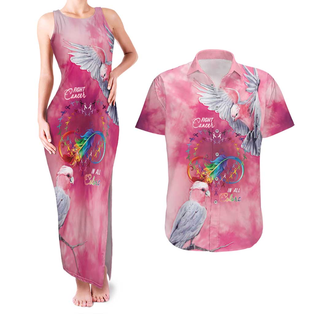 Australia Fight Cancer In All Colors Couples Matching Tank Maxi Dress and Hawaiian Shirt Galah Pink Tie Dye - Aussie Hoodie